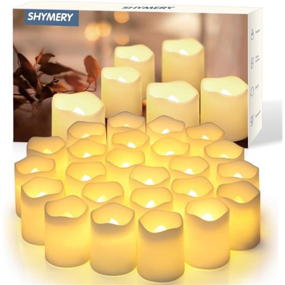 24 Pack - Flameless Votive Candles, Flameless Flickering Electric Fake Candle